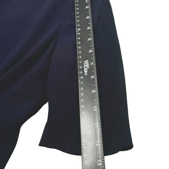 EMPORIO ARMANI Size 6 Navy Blue Midi Dress 3/4 Sleeve Lined Sheath Career Modest - Picture 6 of 8